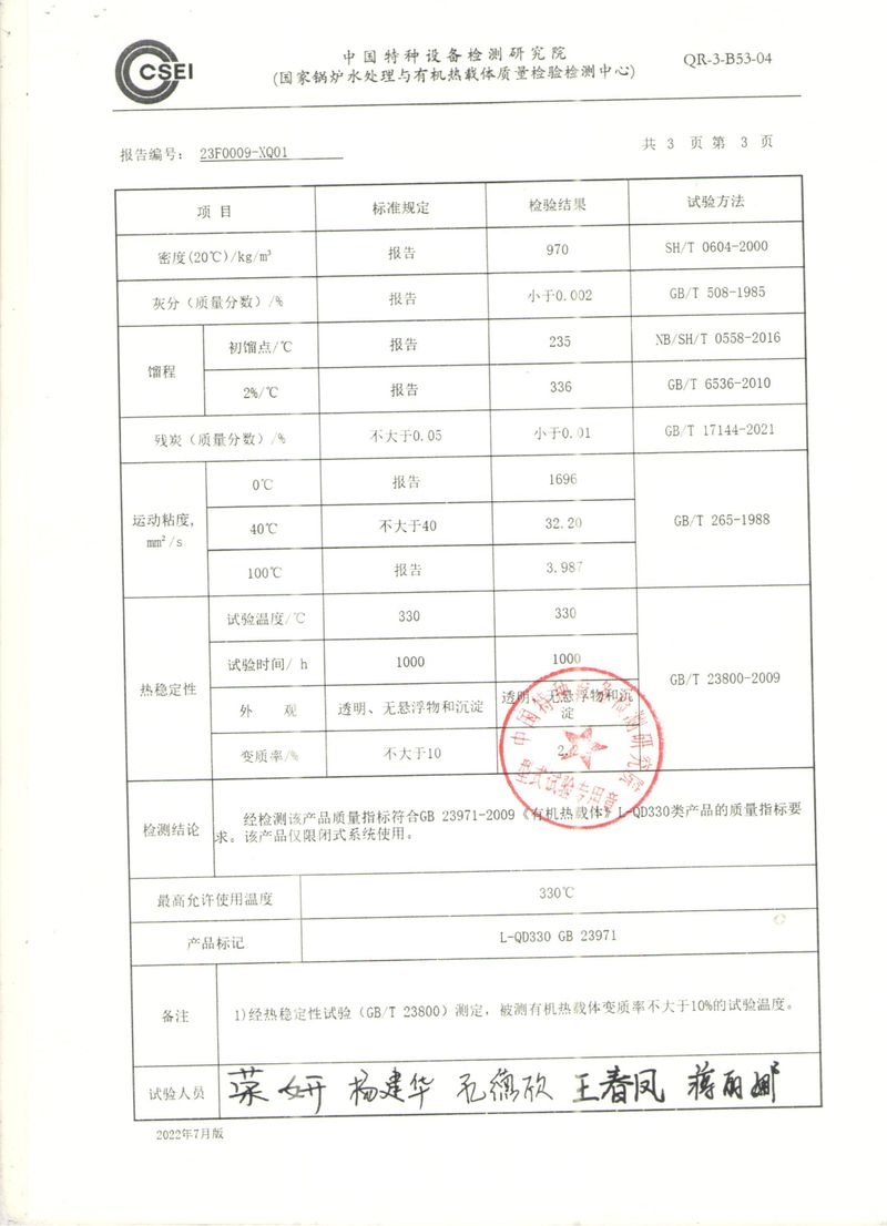 万隆化工新版型式LQD-330实验报告